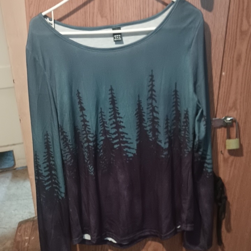 H&M Green Relaxed Blouse with Forest Design
